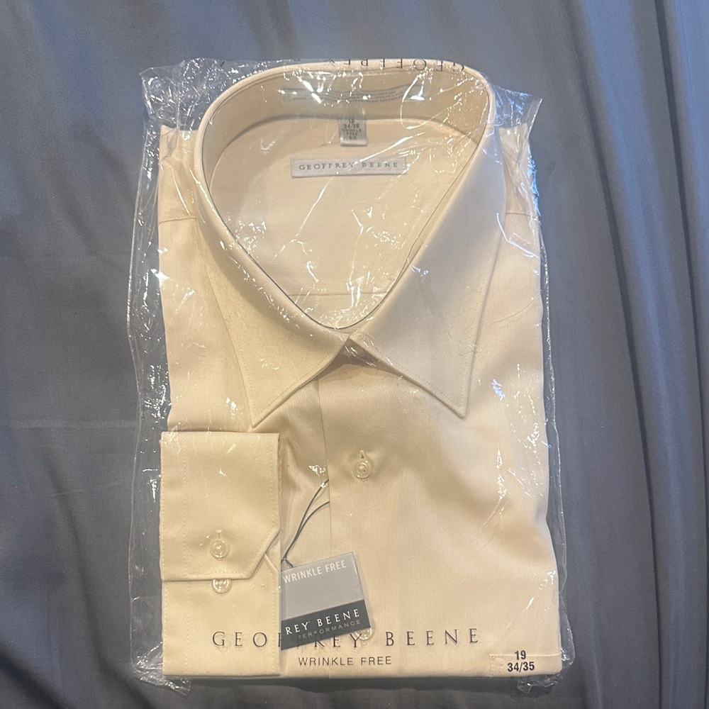 Geoffrey Beene Men's Beige Dress Shirt